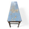 Rustic long farm dining table with distressed blue paint