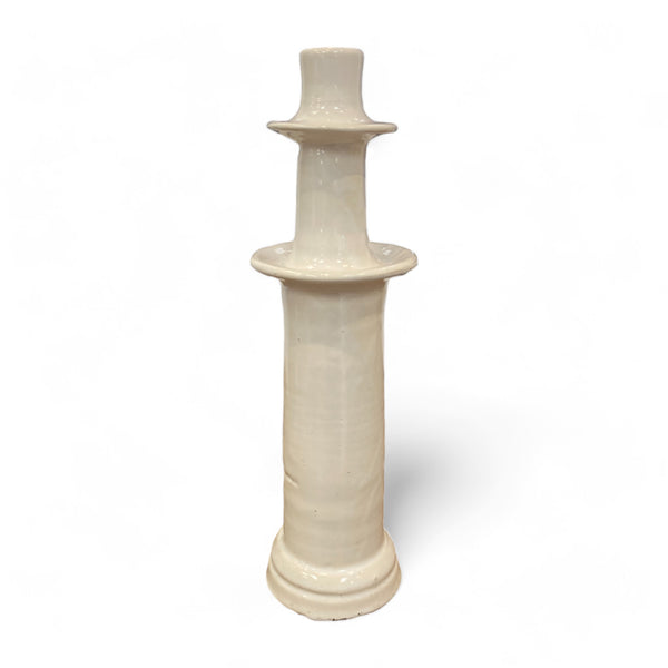 white ceramic moroccan candlestick holder