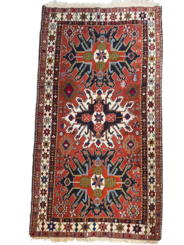 Vintage Caucasian Rug • 3'7" x 6'10"