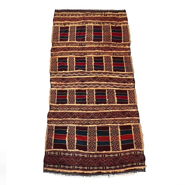 tribal moroccan area rug in jewel tones