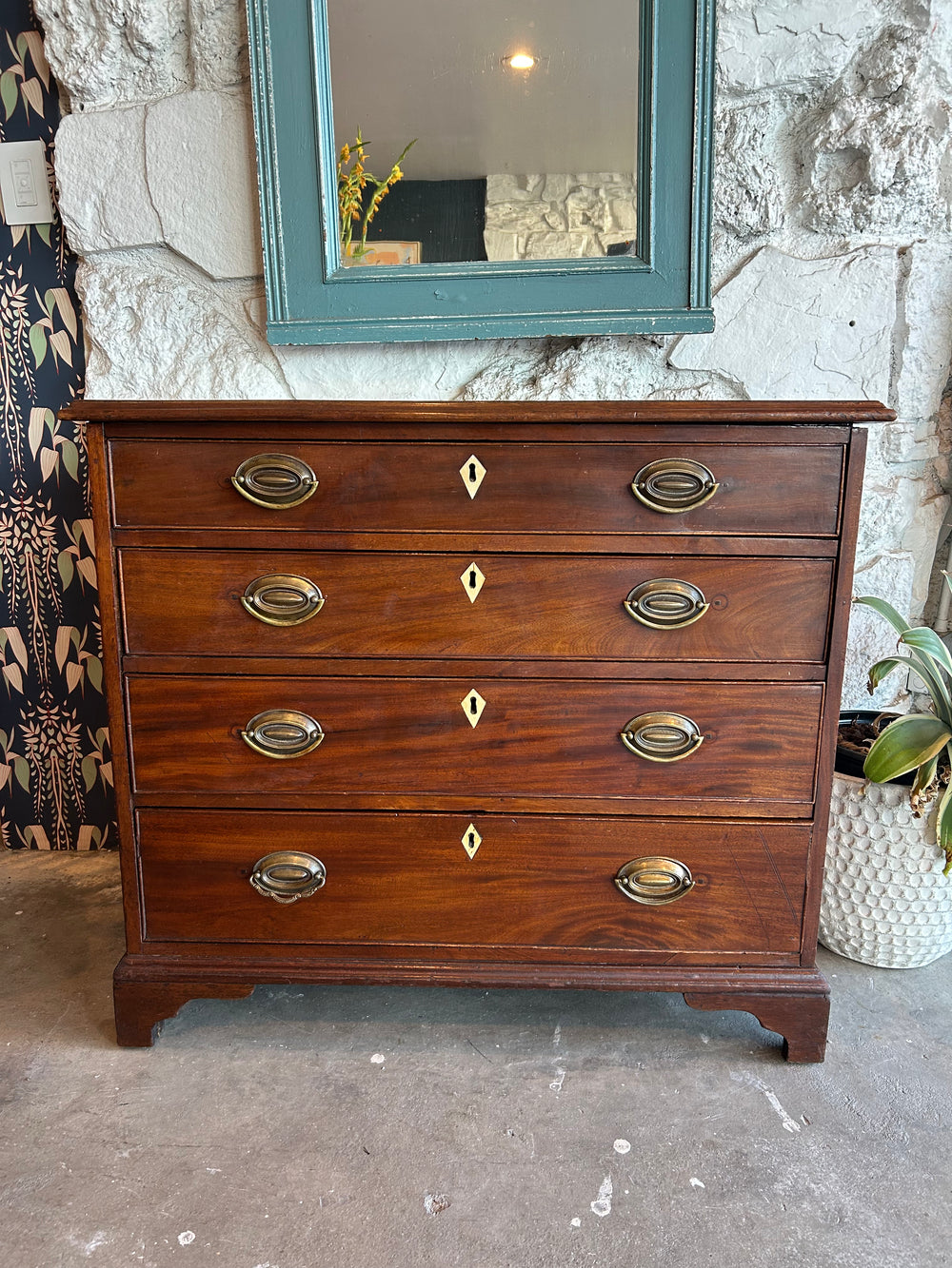 Vintage Mahogany Dresser with Bone Escutcheons