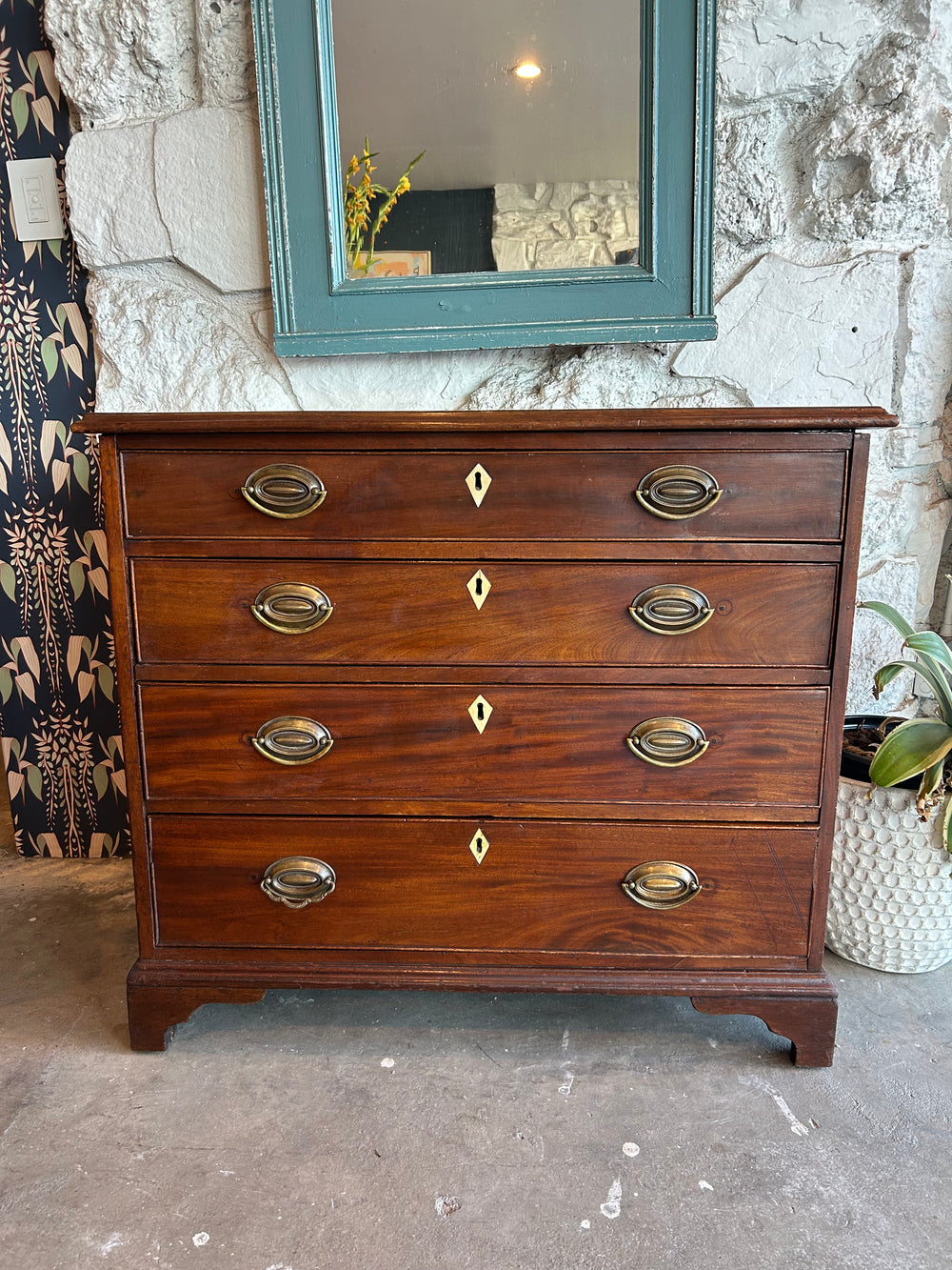 Vintage Mahogany Dresser with Bone Escutcheons