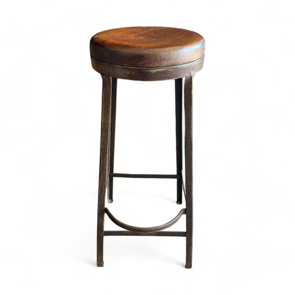 Vintage Wood & Metal Bar Stool