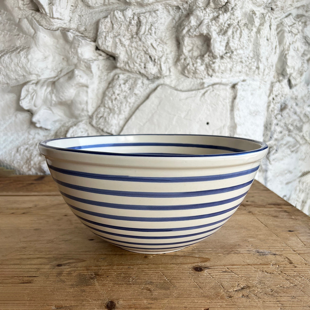 Cobalt Striped Deep Bowl