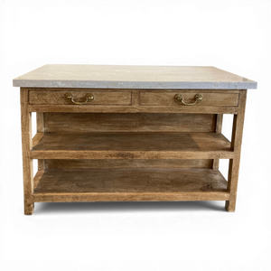 Marble Top Kitchen Island with Drawers