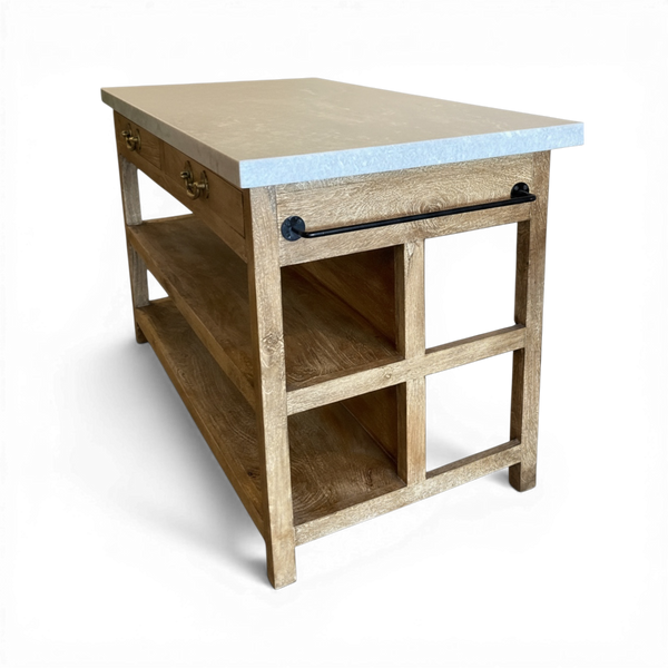 Marble Top Kitchen Island with Drawers