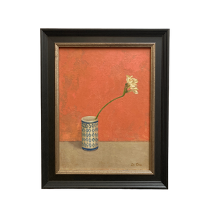 Paper White Flower in Vase - Pink Background by Diane Che