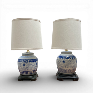 Pair of Vintage Porcelain Ginger Jar Lamps