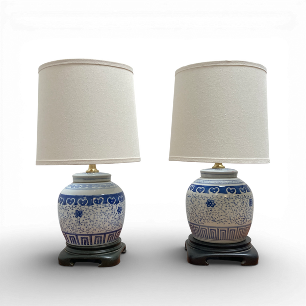 Pair of Vintage Porcelain Ginger Jar Lamps
