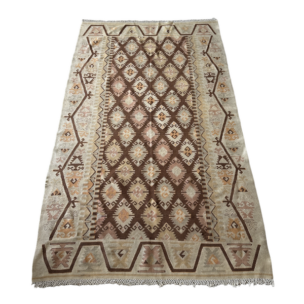warm beige and brown kilim area rug