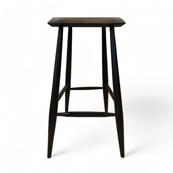 hand carved wooden stool in black finish