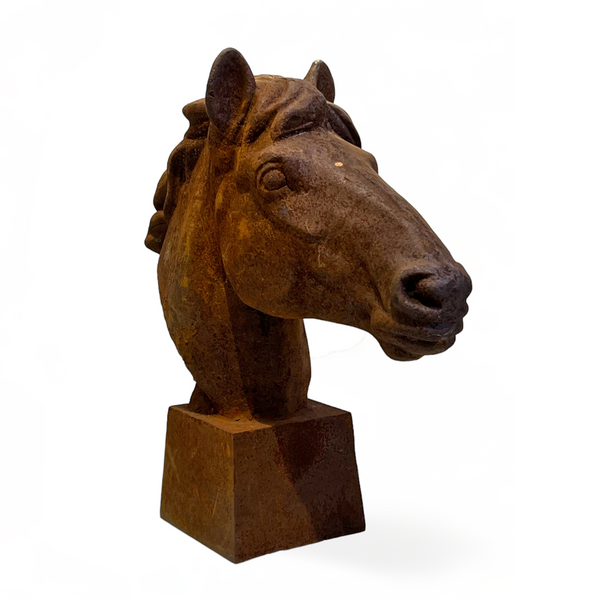 vintage metal horse head bust sculpture