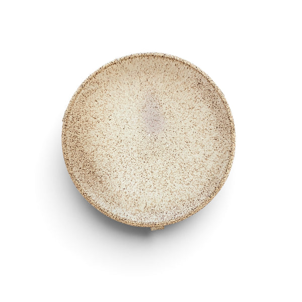 Oatmeal Pedestal Bowl With Wavy Handles - Medium