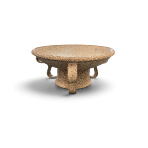 Oatmeal Pedestal Bowl With Wavy Handles - Medium