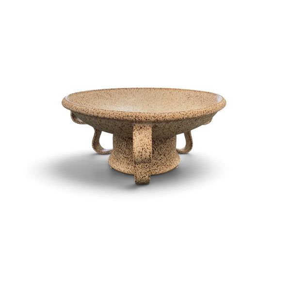 Oatmeal Pedestal Bowl With Wavy Handles - Medium