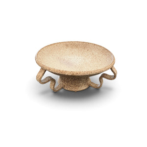 Oatmeal Pedestal Bowl With Wavy Handles - Medium