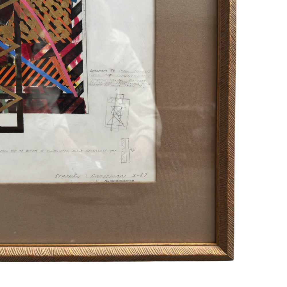 Stephen Grossman 1987 Framed Abstract Art • 22"W x 27.5"H