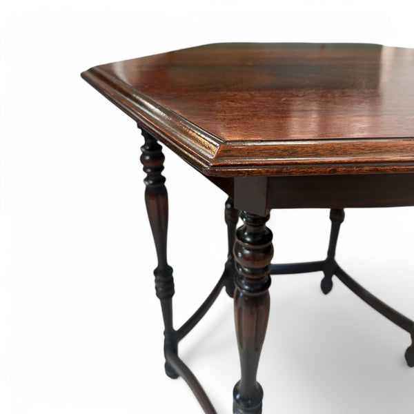 Vintage Hexagonal Wood  Accent Table