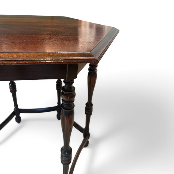Vintage Hexagonal Wood  Accent Table