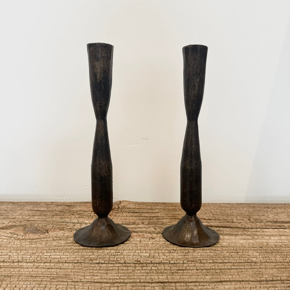 Black Patina Iron Candle Holder Medium