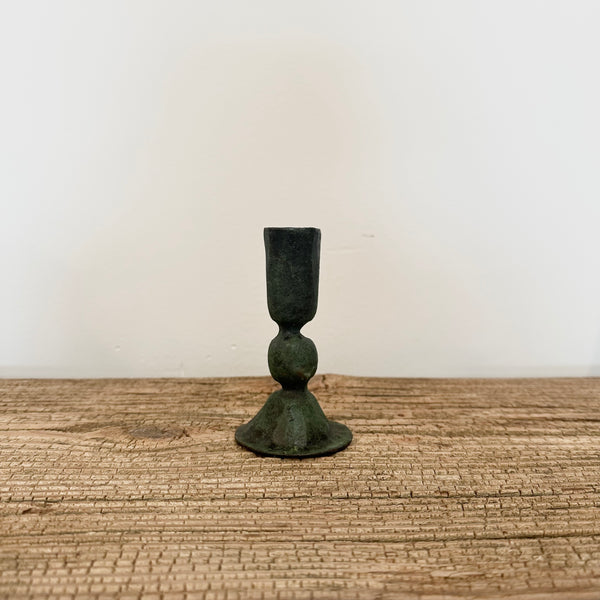 Green Patina Iron Candle Holder