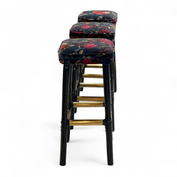 Set of 3 Vintage Velvet Stools