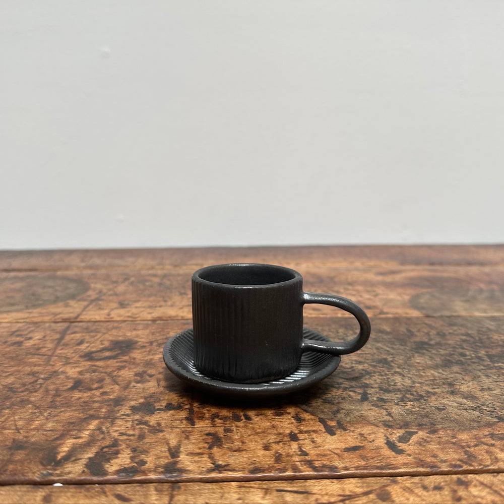 Handmade Italian Espresso Cup & Saucer Set Black