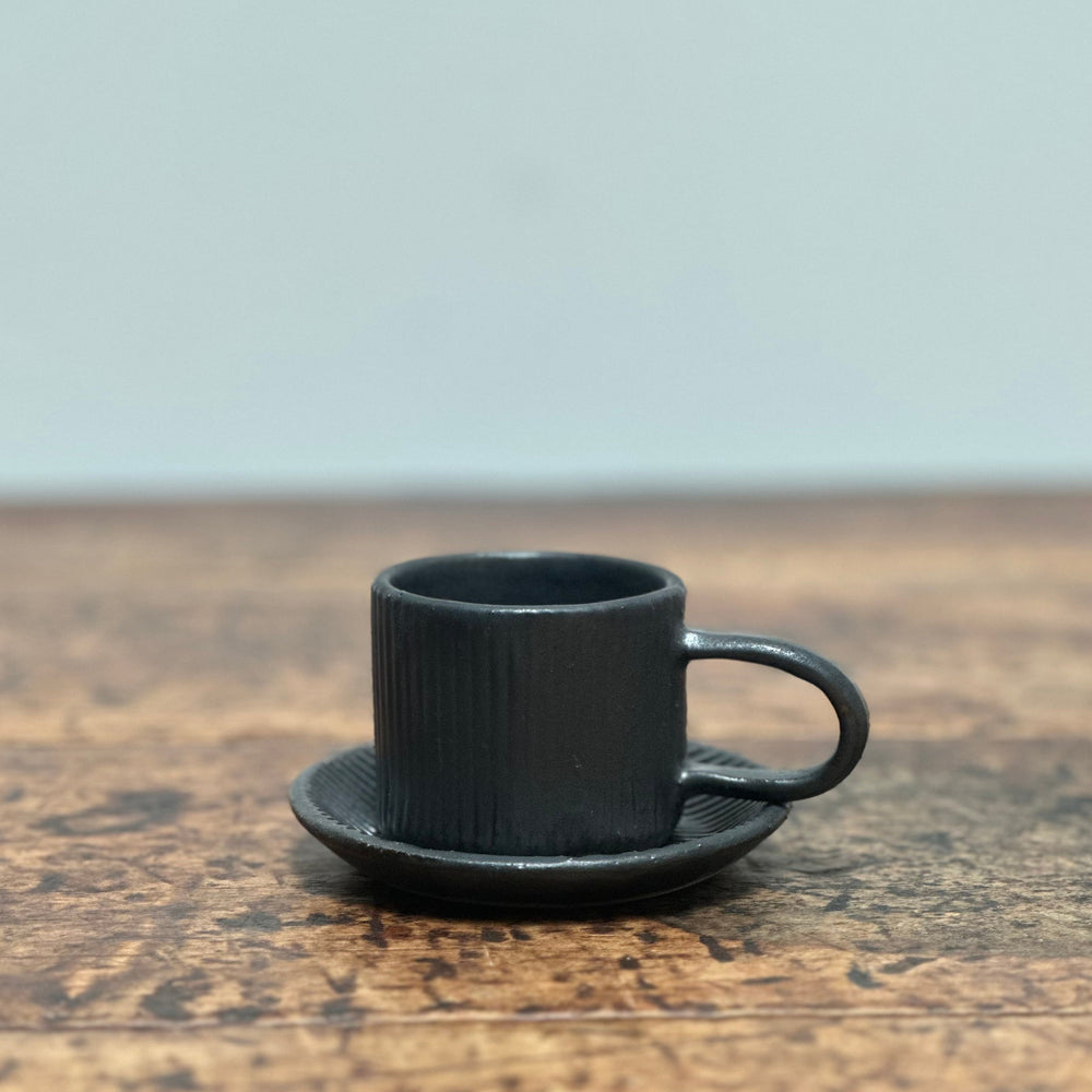 Handmade Italian Espresso Cup & Saucer Set Black