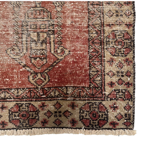 6' x 3'10" Vintage Persian Tabriz accent rug in rust and beige tones. 