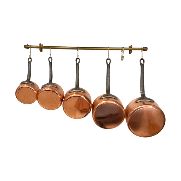 Vintage French Copper Pots • Set of 5