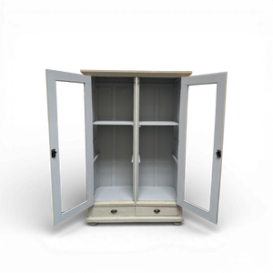 Vintage Neoclassical Display Cabinet with Glass Doors