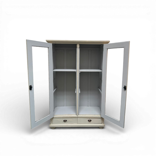Vintage Neoclassical Display Cabinet with Glass Doors