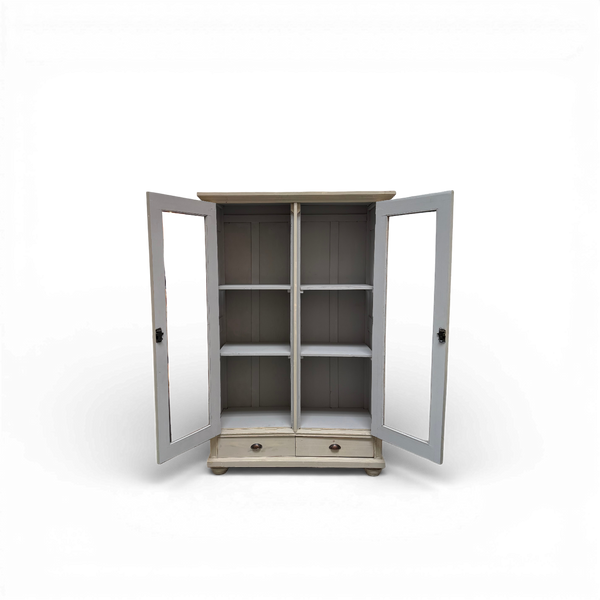 Vintage Neoclassical Display Cabinet with Glass Doors