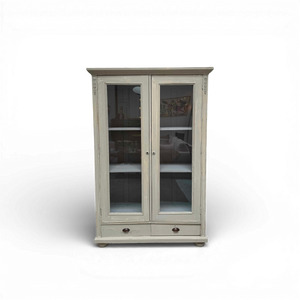 Vintage Neoclassical Display Cabinet with Glass Doors
