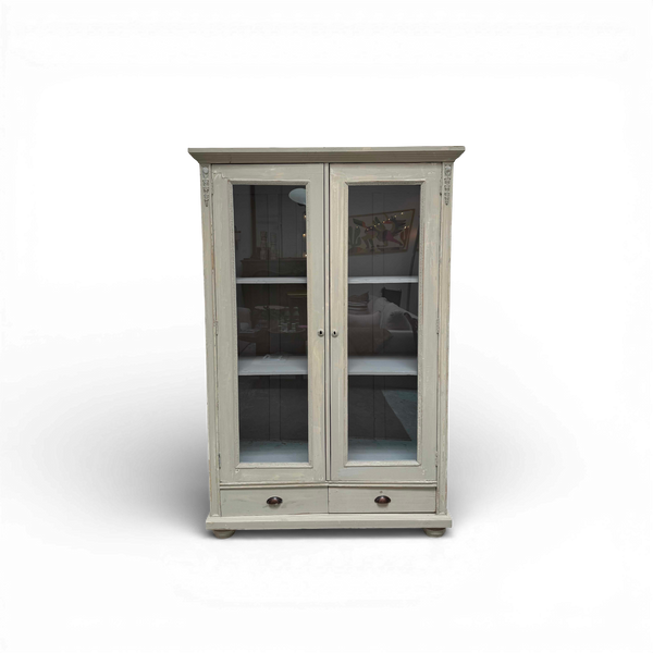 Vintage Neoclassical Display Cabinet with Glass Doors