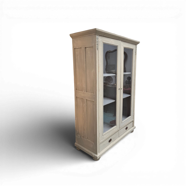 Vintage Neoclassical Display Cabinet with Glass Doors