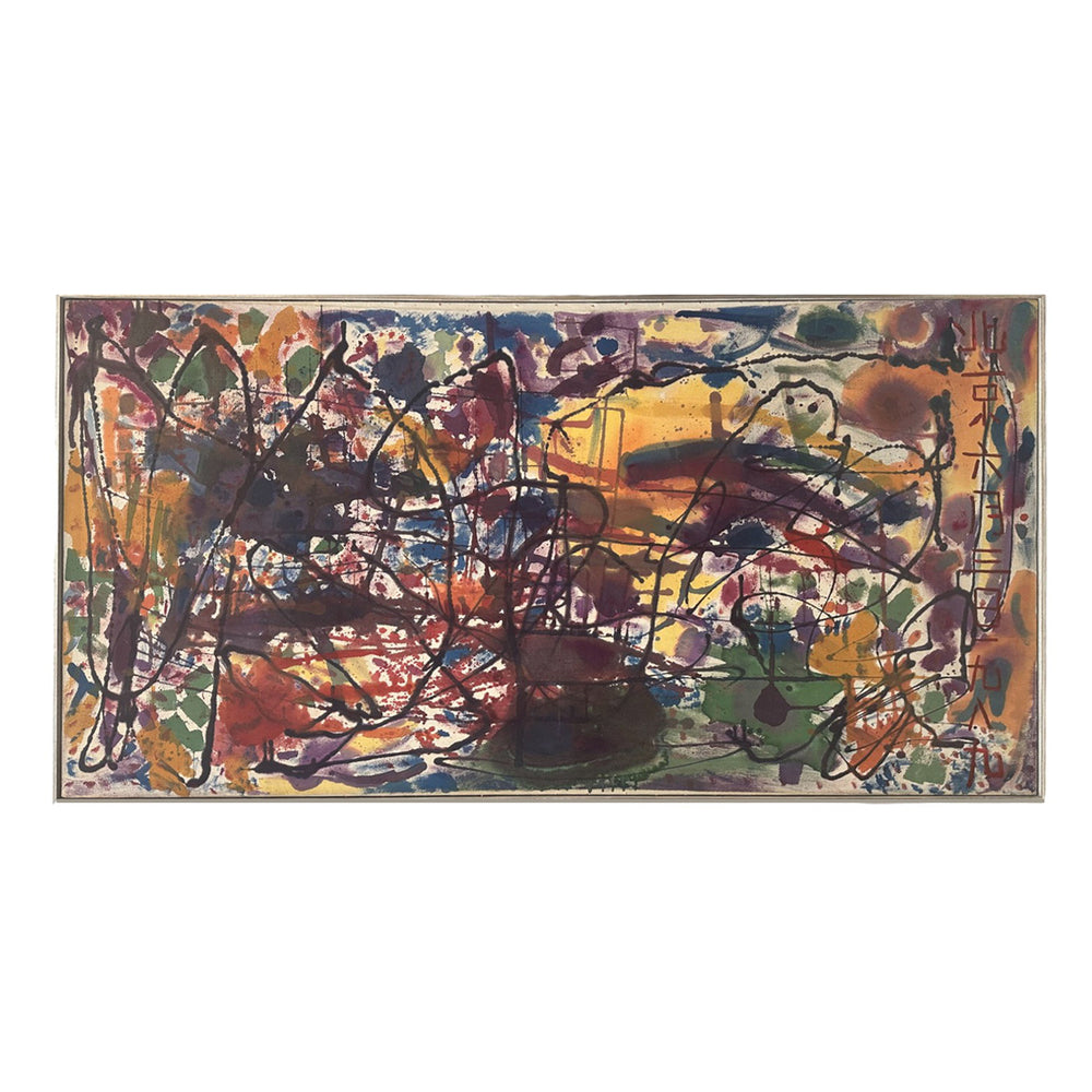 framed abstract painting inspired by the tienamen square massacre