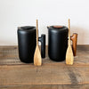 clara french press in matte black with walnut handle