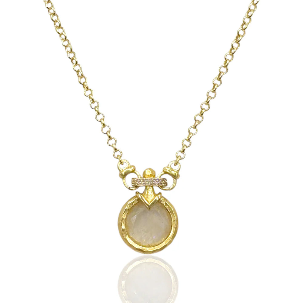 Mini Gold Vecchio Rainbow Moonstone Necklace