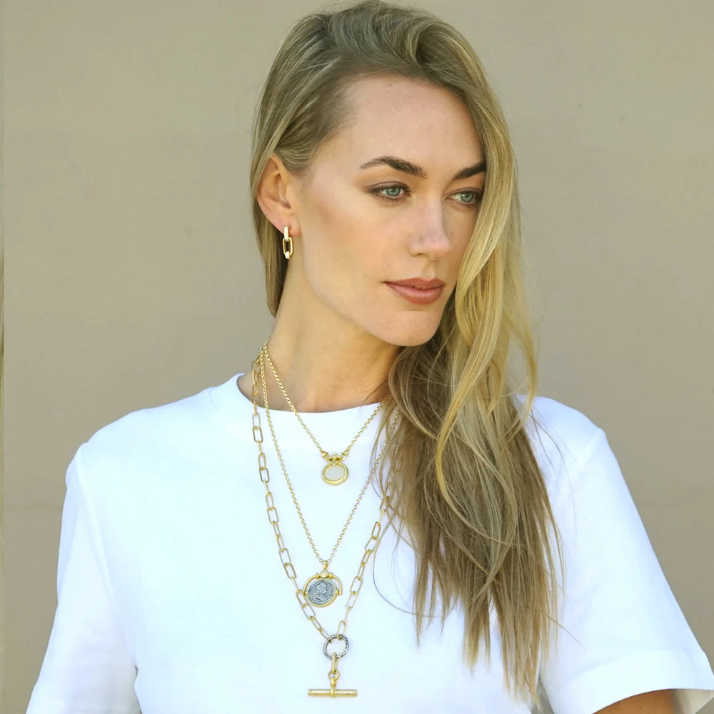 Mixed Metal Belle Pavé Toggle Necklace
