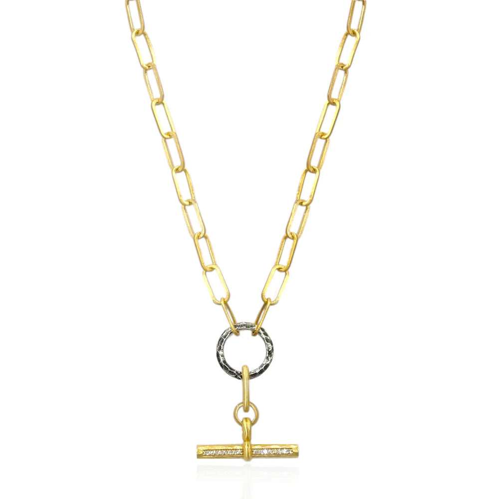 Mixed Metal Belle Pavé Toggle Necklace