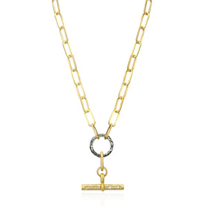 Mixed Metal Belle Pavé Toggle Necklace