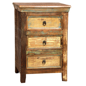 Reclaimed Hardwood 3 Drawer Nightstand