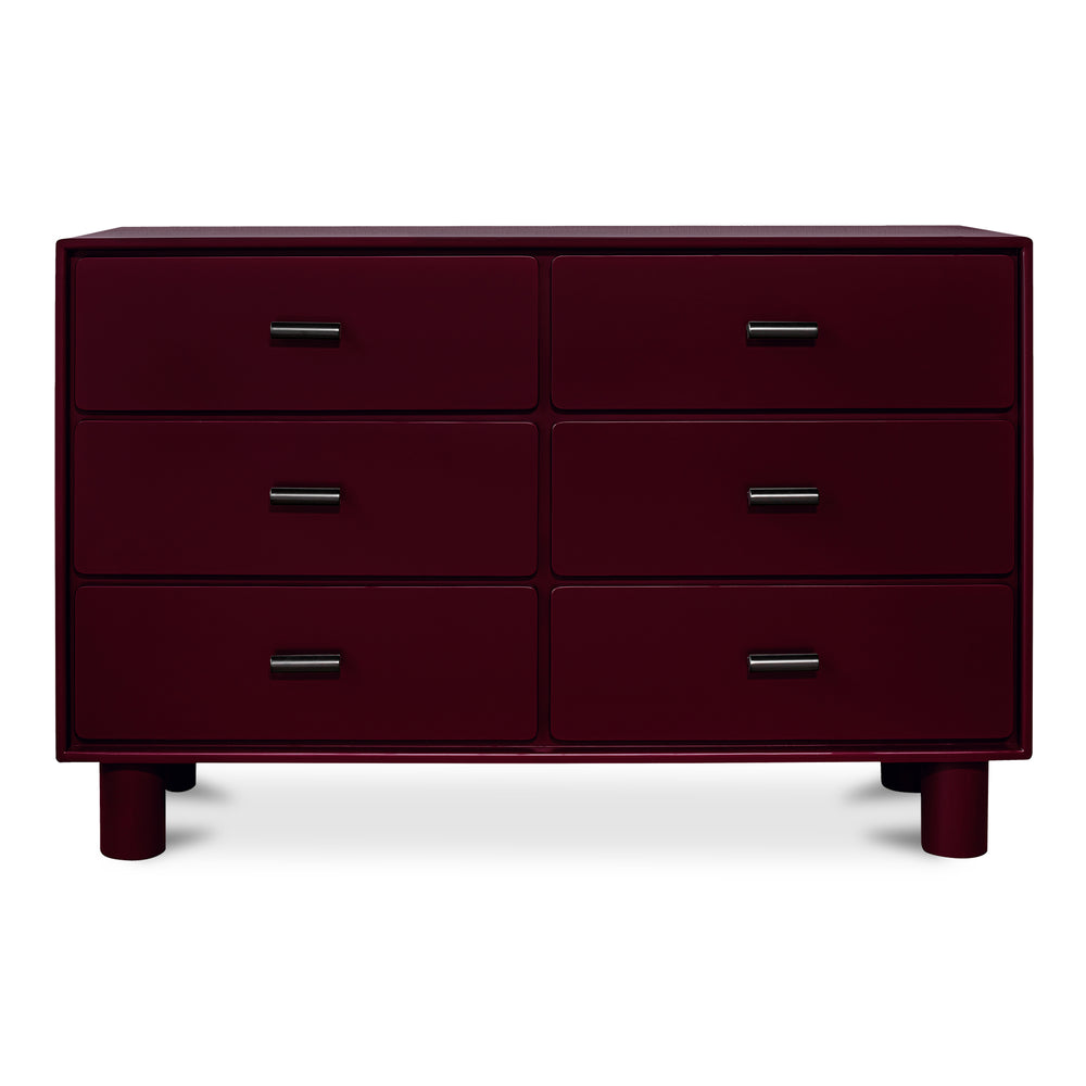 Deep Red 6 Drawer Dresser