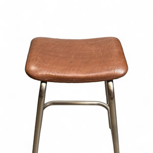 Italian Leather and Chrome Bauhaus-Style Barstool