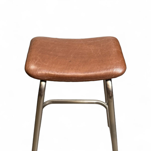 Italian Leather and Chrome Bauhaus-Style Barstool