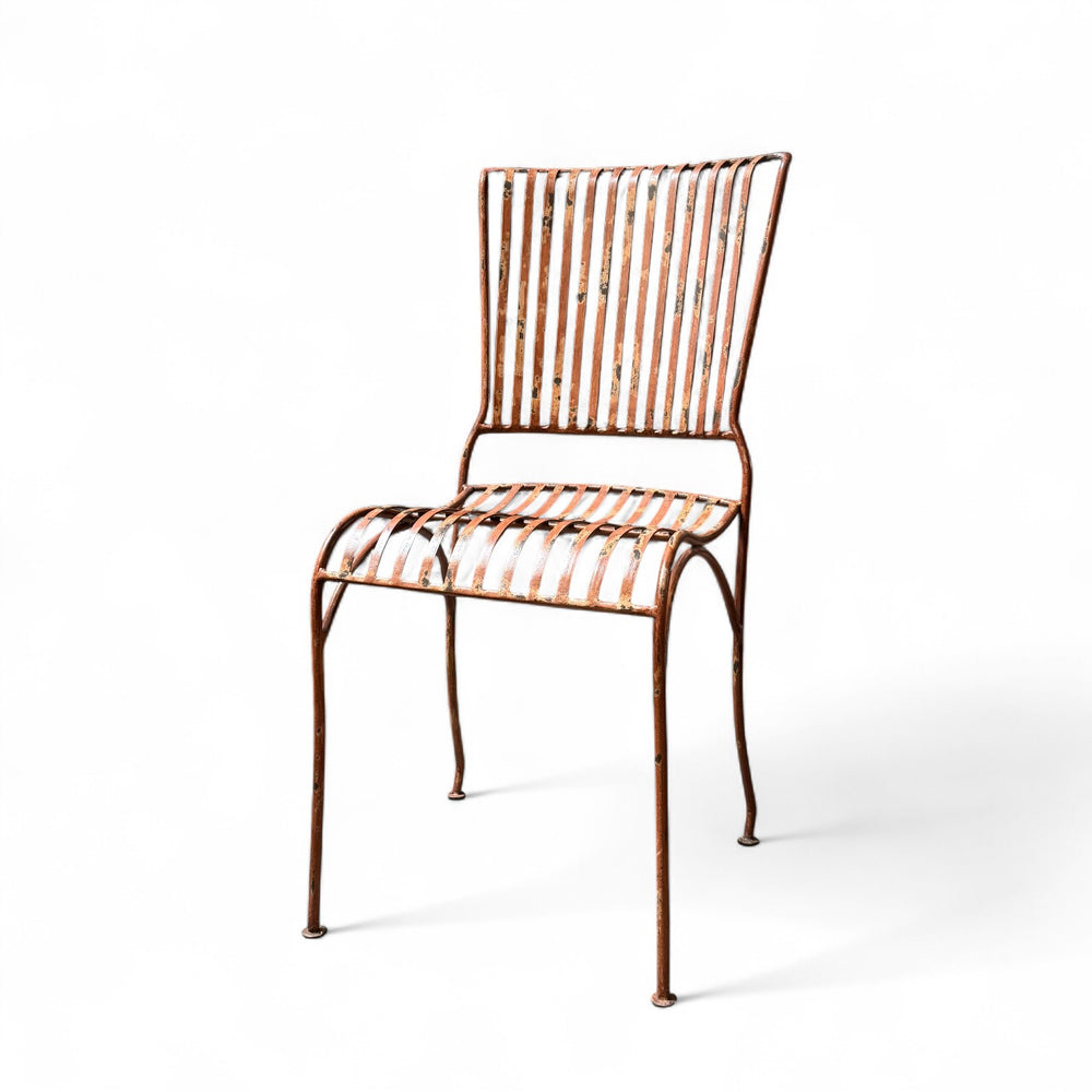 Metal chair with a modern design on a white background