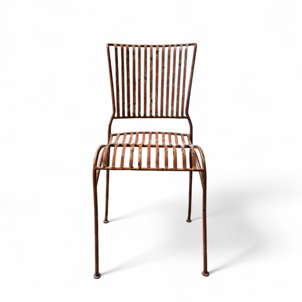 Metal chair with a modern design on a white background