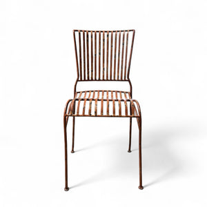 Metal chair with a modern design on a white background