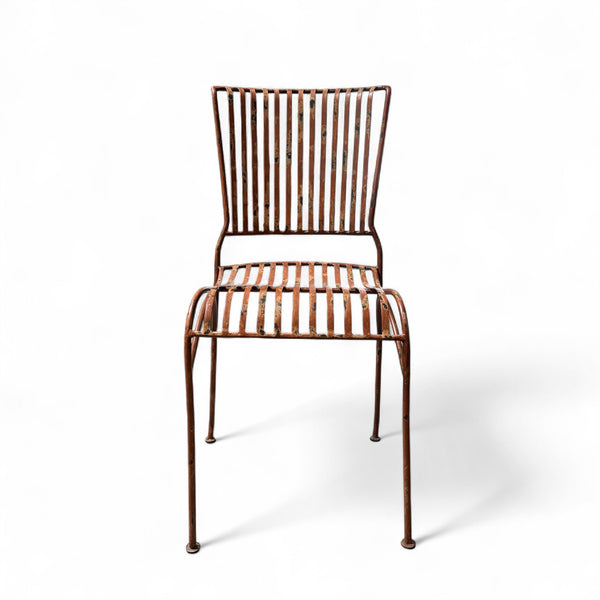 Metal chair with a modern design on a white background